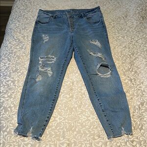 Maurices Distressed Light Blue Skinny Jeans